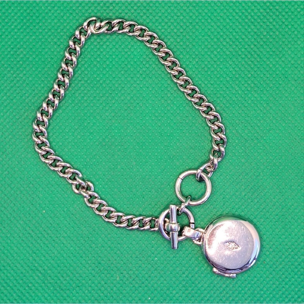 Vera Bradley silver tone charm  Bracelet With Locket.